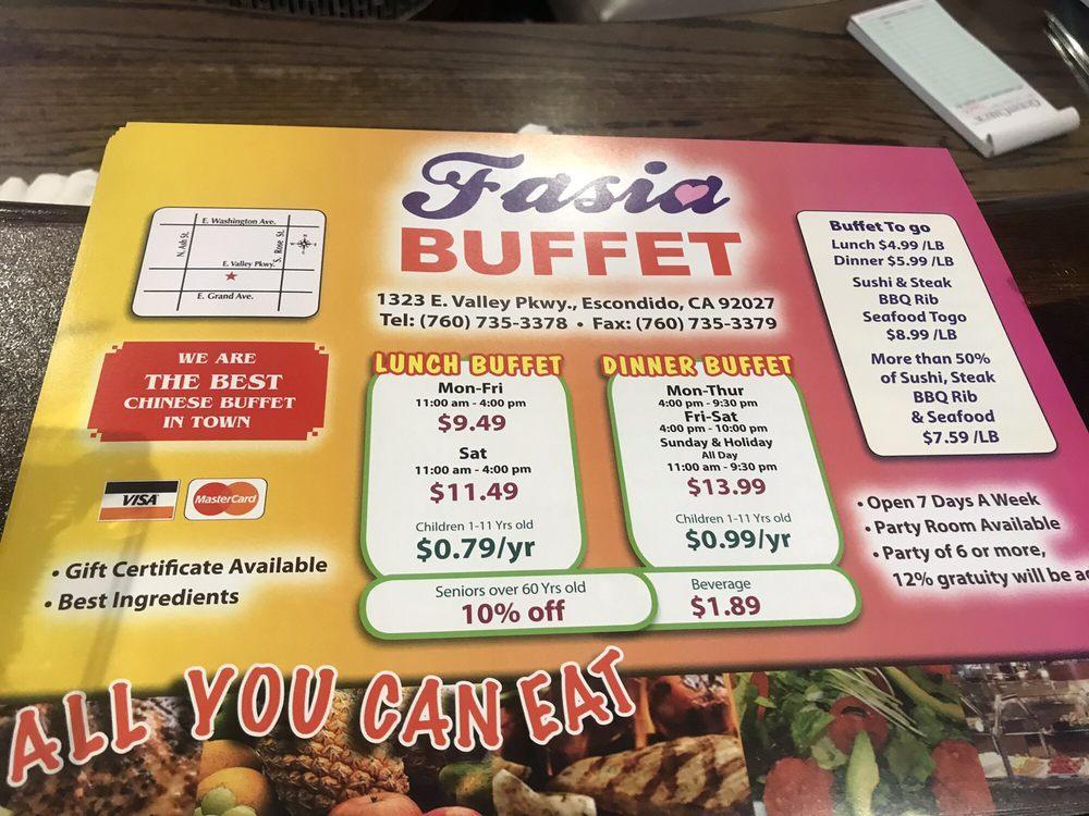 Carta De Comida Rápida Fasia Buffet Escondido