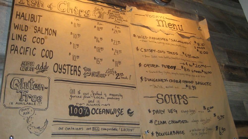 Menu at The Fish Counter restaurant, Vancouver
