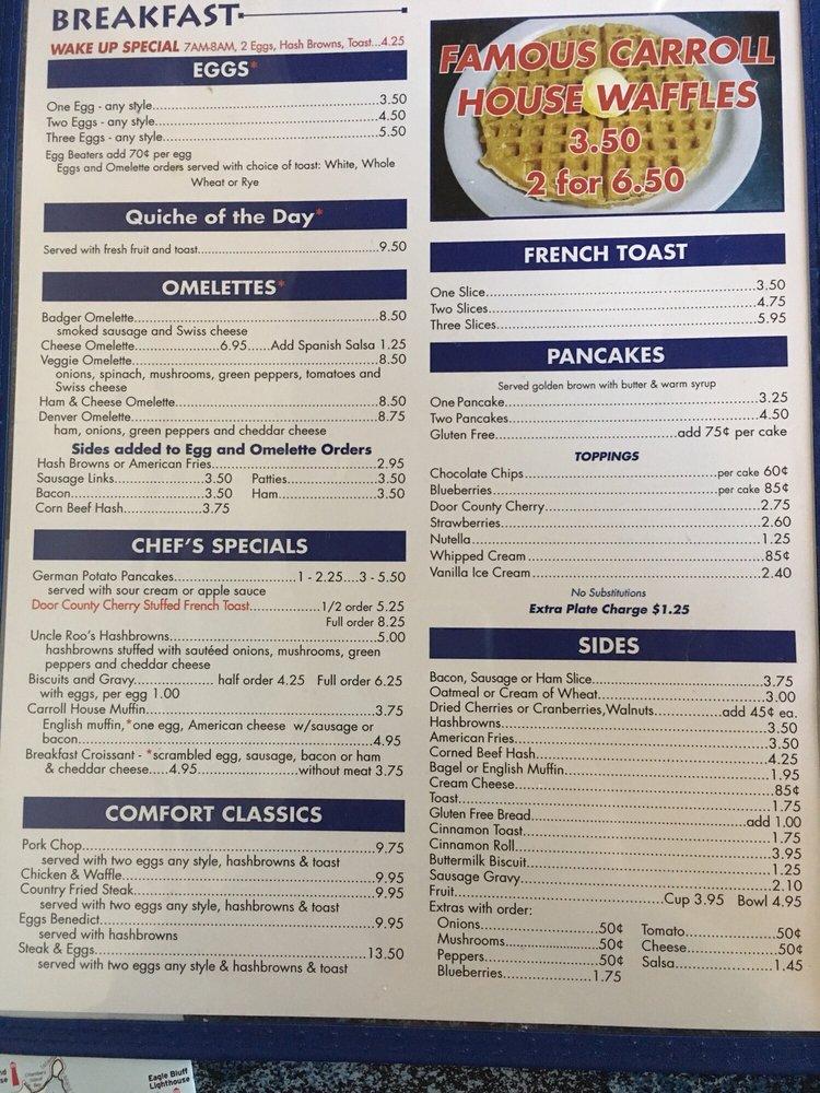 Menu at Carroll House Restaurant, Sister Bay