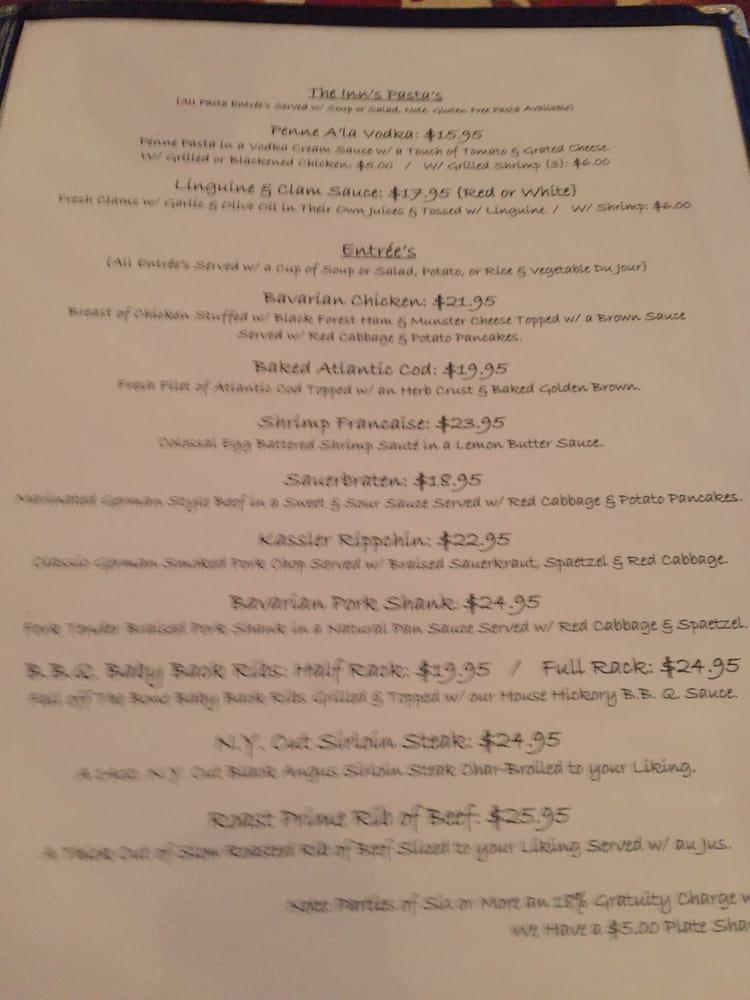 Menu at Inn Between steakhouse, Margaretville