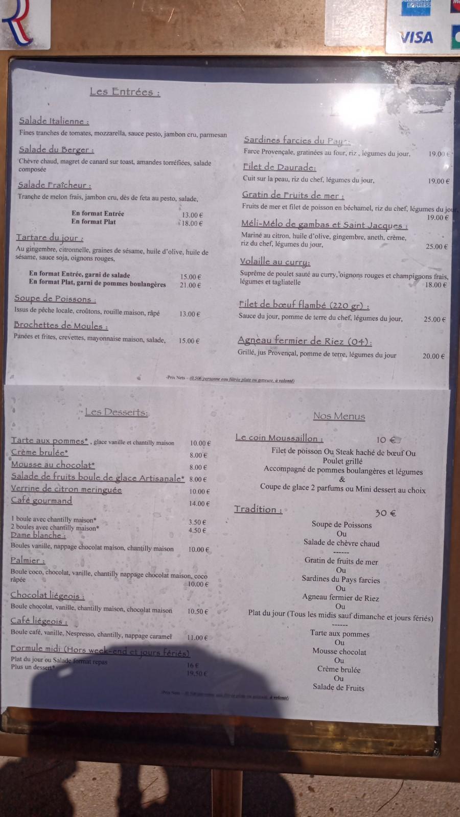 Menu au LA CARAVELLE BANDOL restaurant, Bandol, 43 Quai Charles de Gaulle