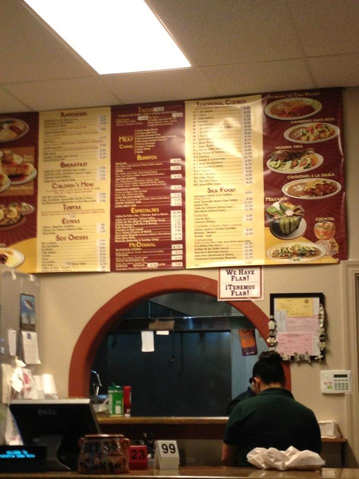 Menu at El Molcajete restaurant, Cloverdale