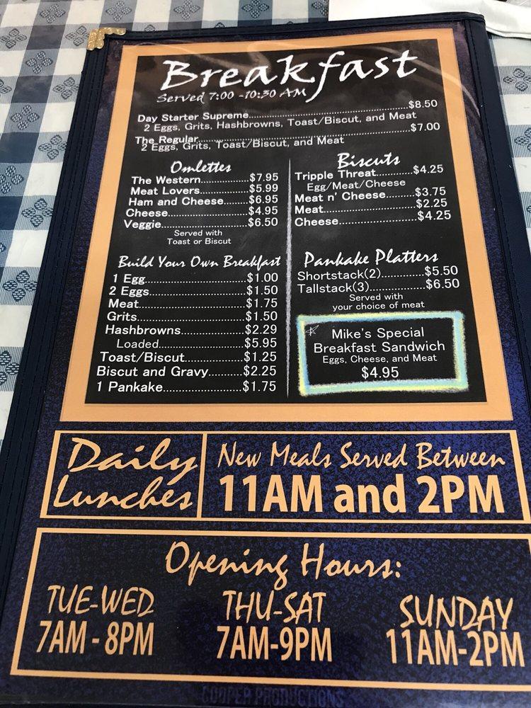 Menu at The Burger Basket steakhouse, Osyka