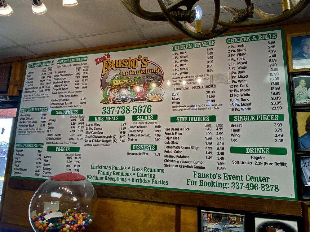Menu at Fausto's Family Restaurant, Kinder, US165
