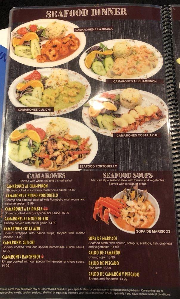 Menu at Mariscos El Muchacho Alegre restaurant, Aurora