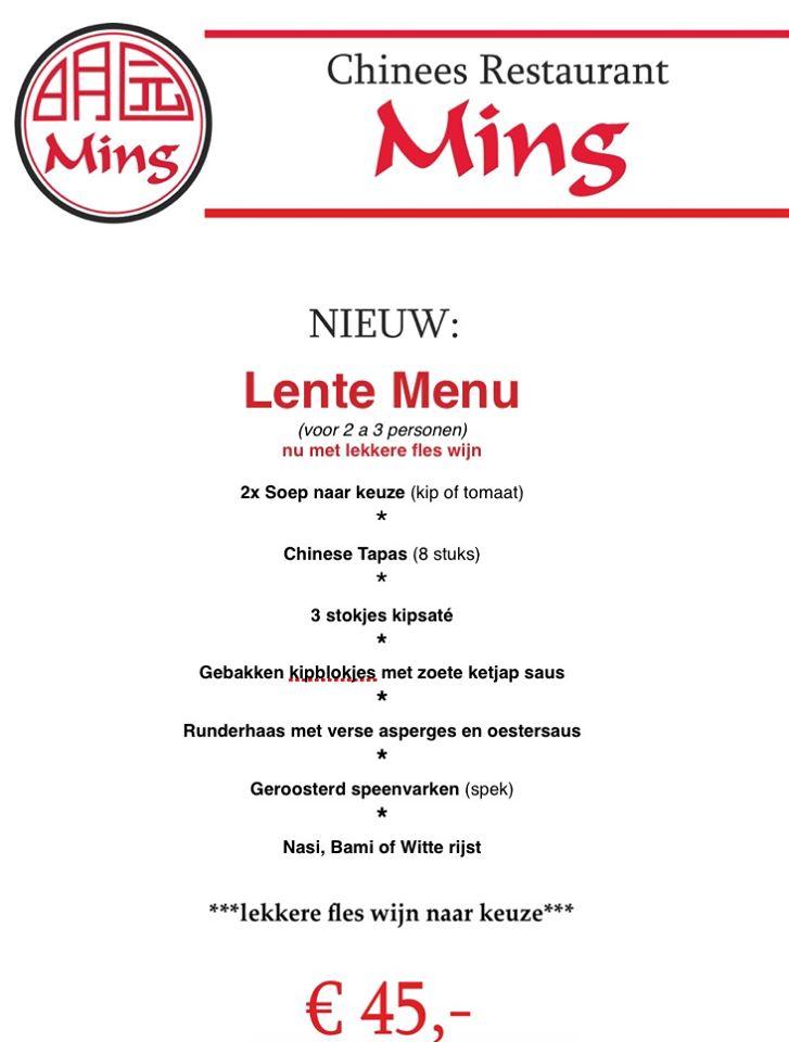 Menu de Restaurant Ming