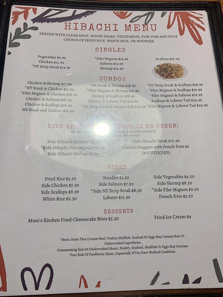 Menu at Ninja Japanese Steakhouse, Hillsboro