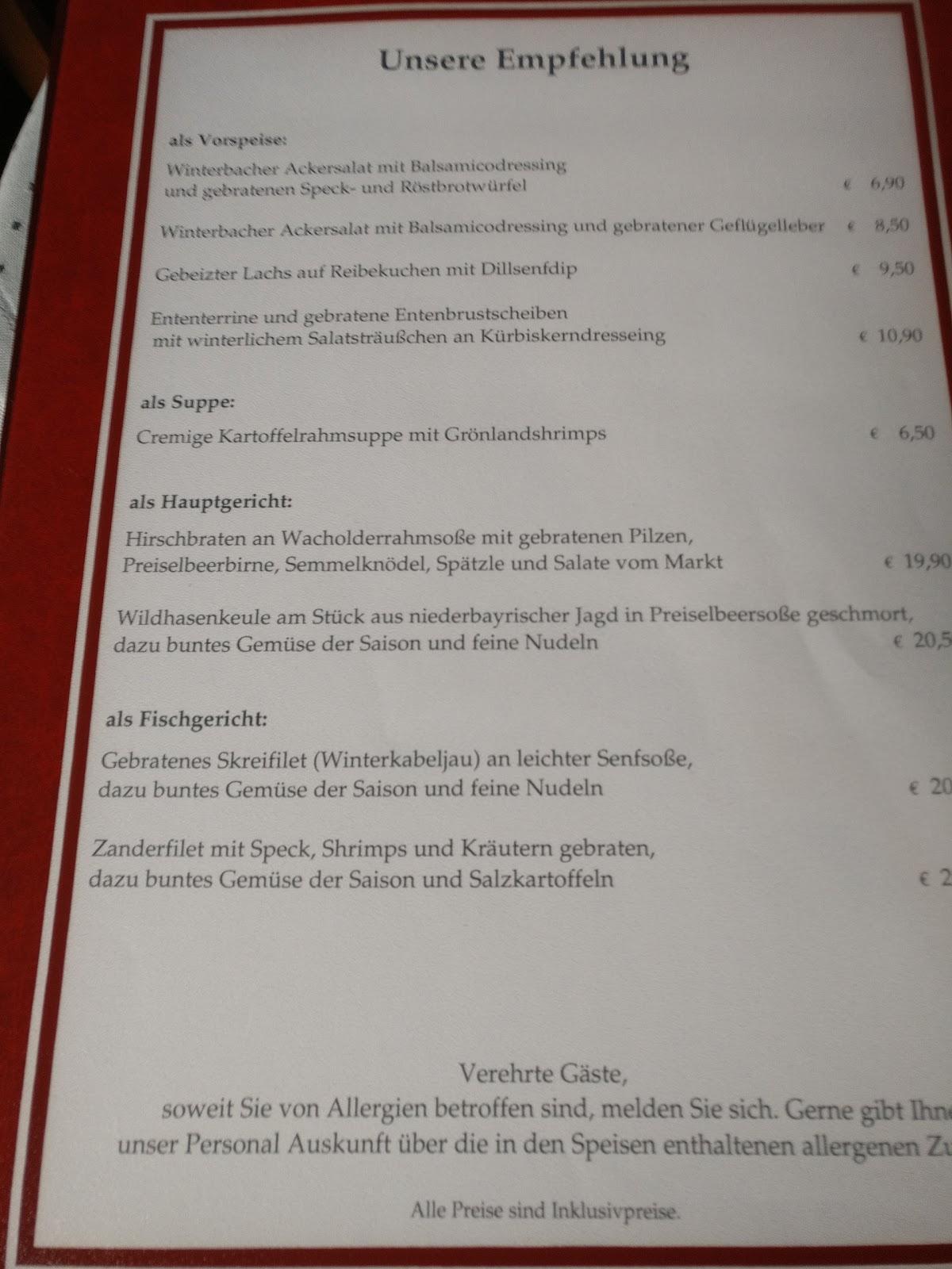 Speisekarte Von Gasthaus Krone Restaurant Winterbach