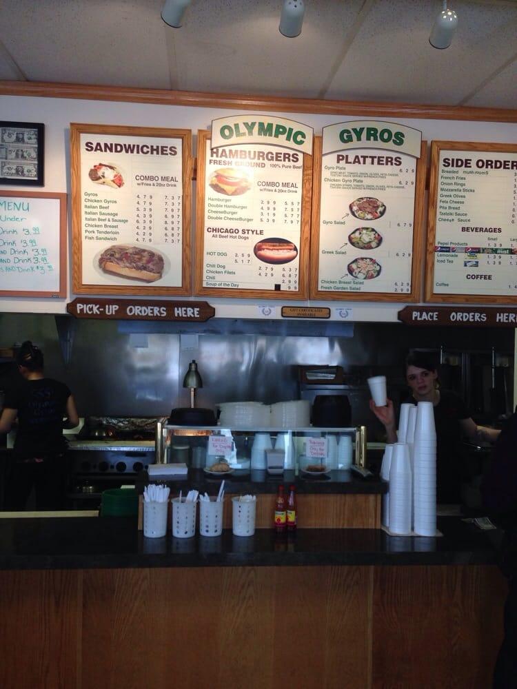 Menu at Olympic Gyros restaurant, Davenport