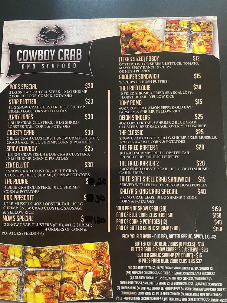 Menu at Cowboy Crab and Seafood restaurant, North Fort Myers