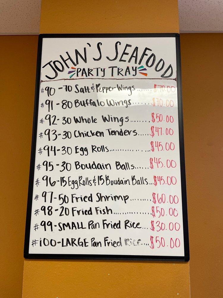 Menu at John's Seafood restaurant, Beaumont