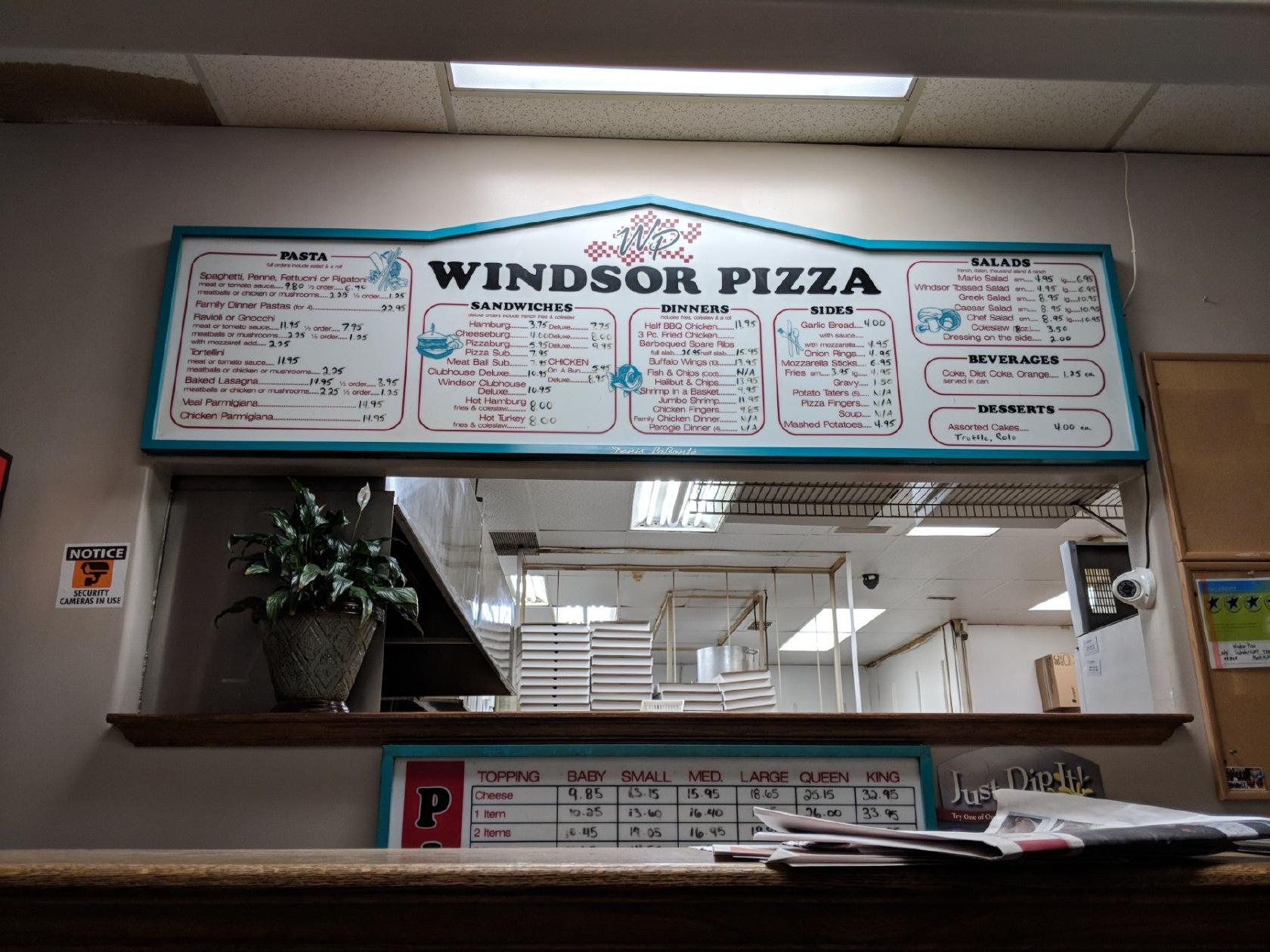 Menu at Windsor Pizza pizzeria, Windsor, Jefferson Blvd unit 4