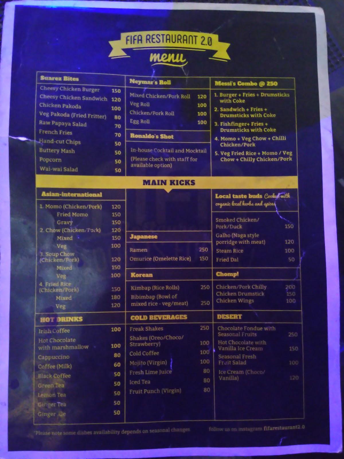 Fifa Restaurant 2.0 menu