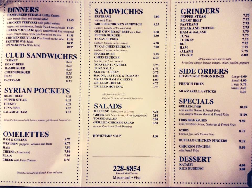 Menu at Gas Lighter Restaurant, Concord