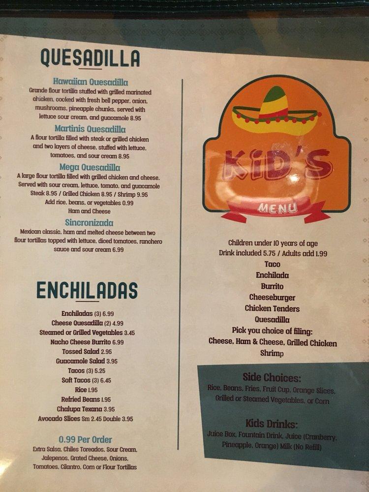 Menu at Puerto Vallarta restaurant, Lake Park