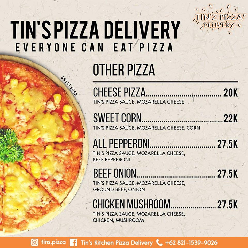 Menu at Tin's Pizza Delivery pizzeria, Cimahi