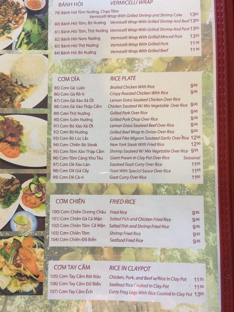 Menu At Danh S Garden Restaurant San Jose