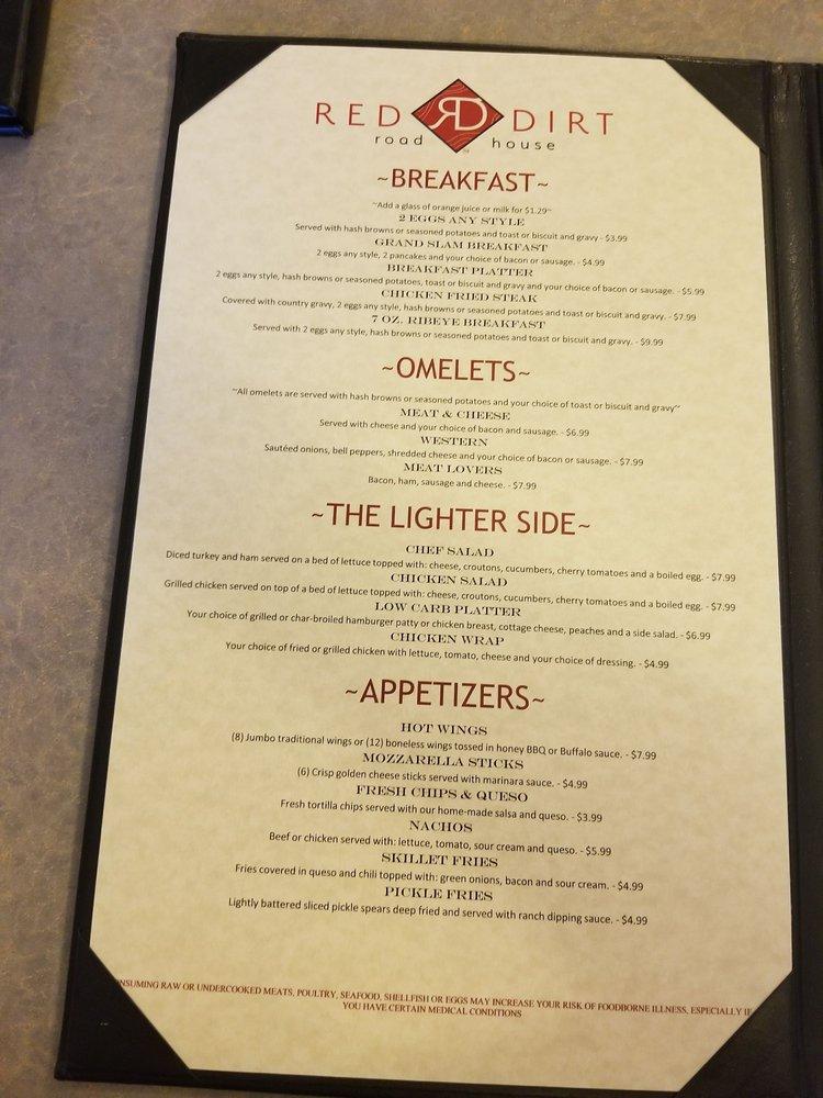 Menu at The Red Dirt Roadhouse steakhouse, Hinton