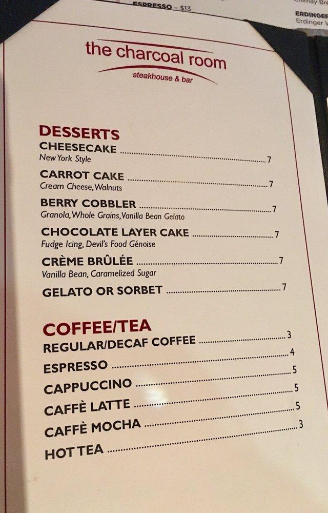 Menu at The Charcoal Room steakhouse, Las Vegas, W Sahara Ave