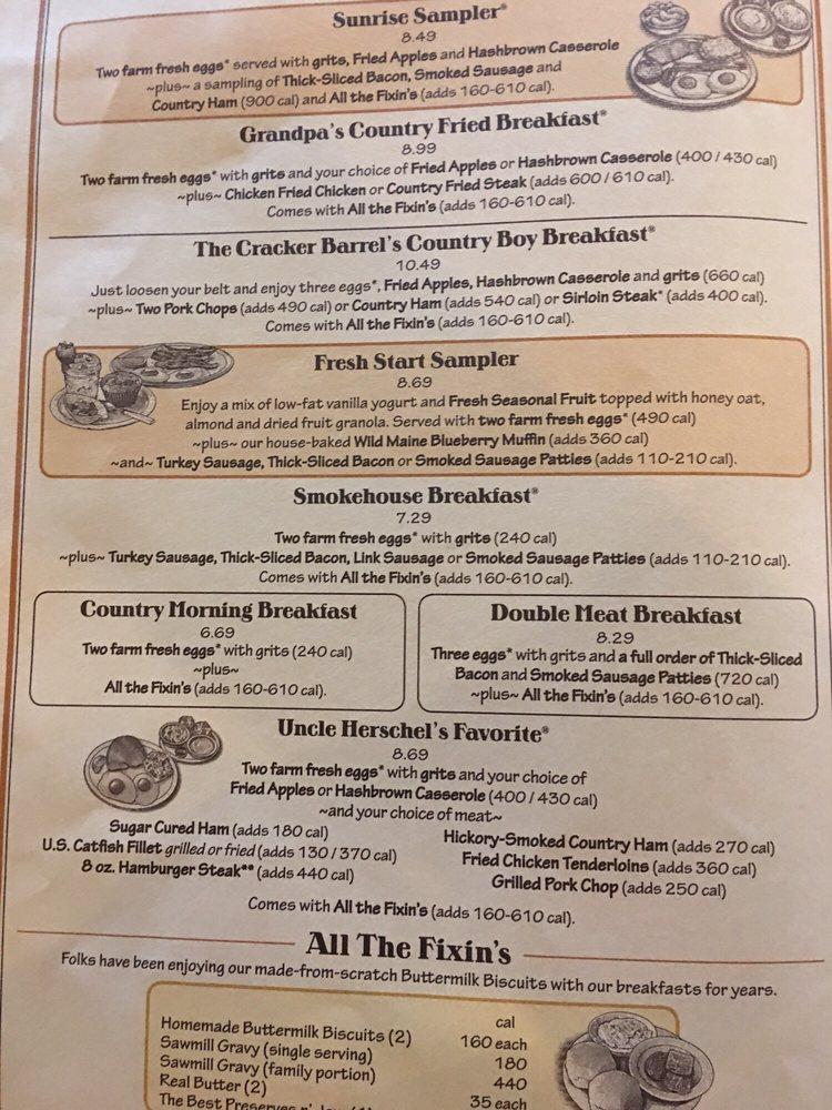 Menu at Cracker Barrel Old Country Store, Fishkill, 4 Merritt Blvd