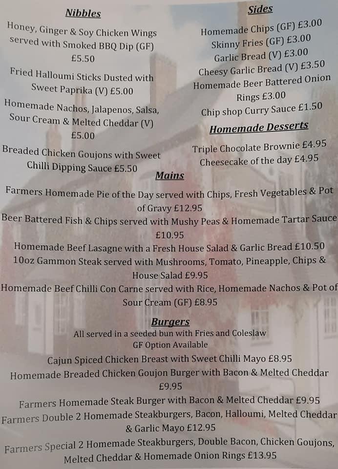 Menu at Farmers Arms pub & bar, Nantwich, Marsh Ln