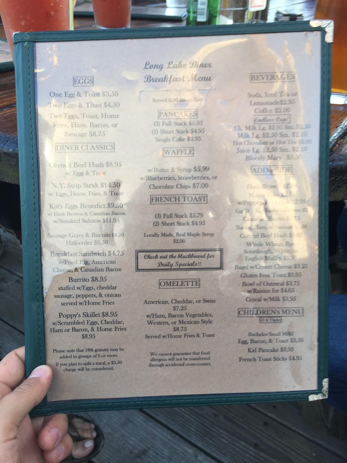Menu at Long Lake Diner & Owl’s Head Pub, Long Lake, Main St