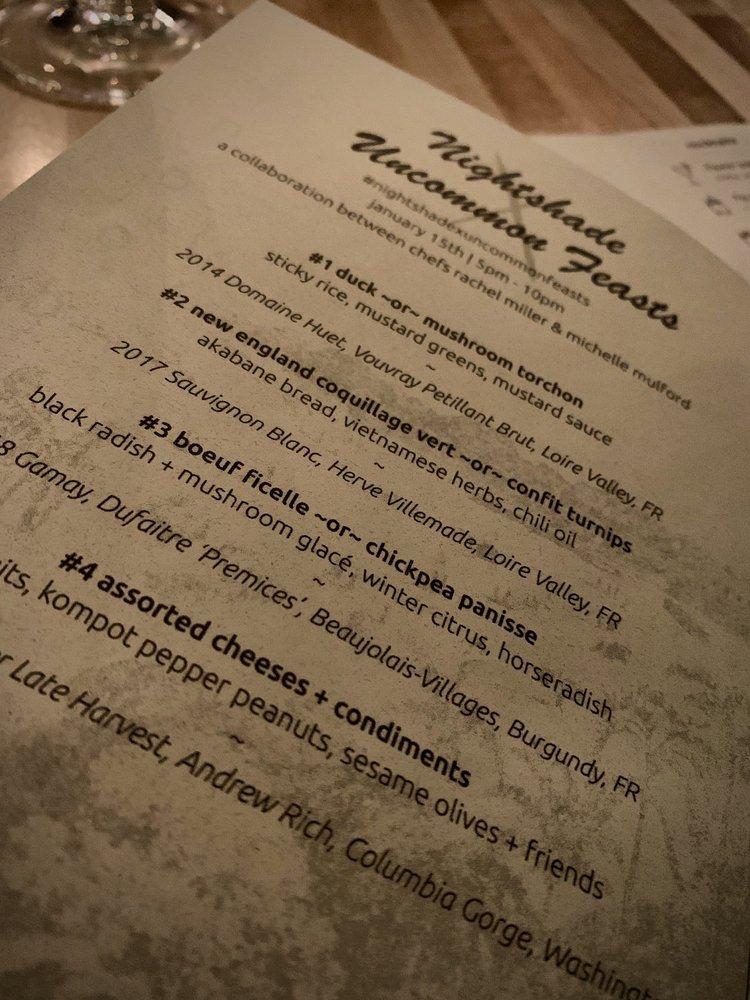 Menu at Nightshade Noodle Bar, Lynn