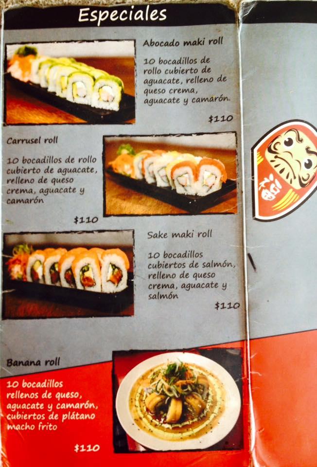 Carta de La postal sushi y teriyaki, Rosarito