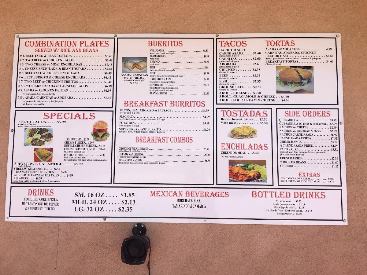 Menu at Robertiroz Mexican Food restaurant, Barstow