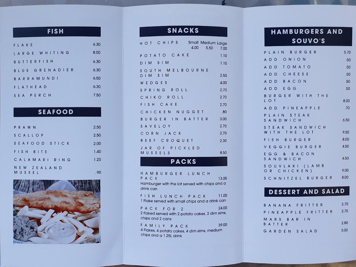 Menu at Barra Fish & Chips, Altona Meadows