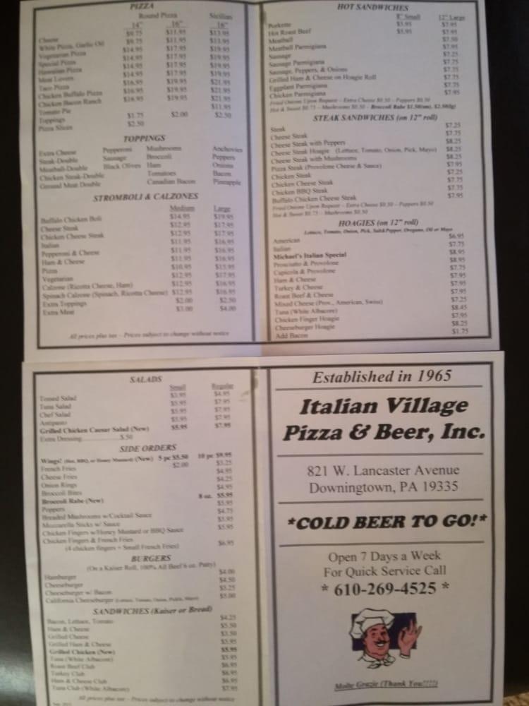 Menu at Italian Village Pizza & Beer pizzeria, Downingtown
