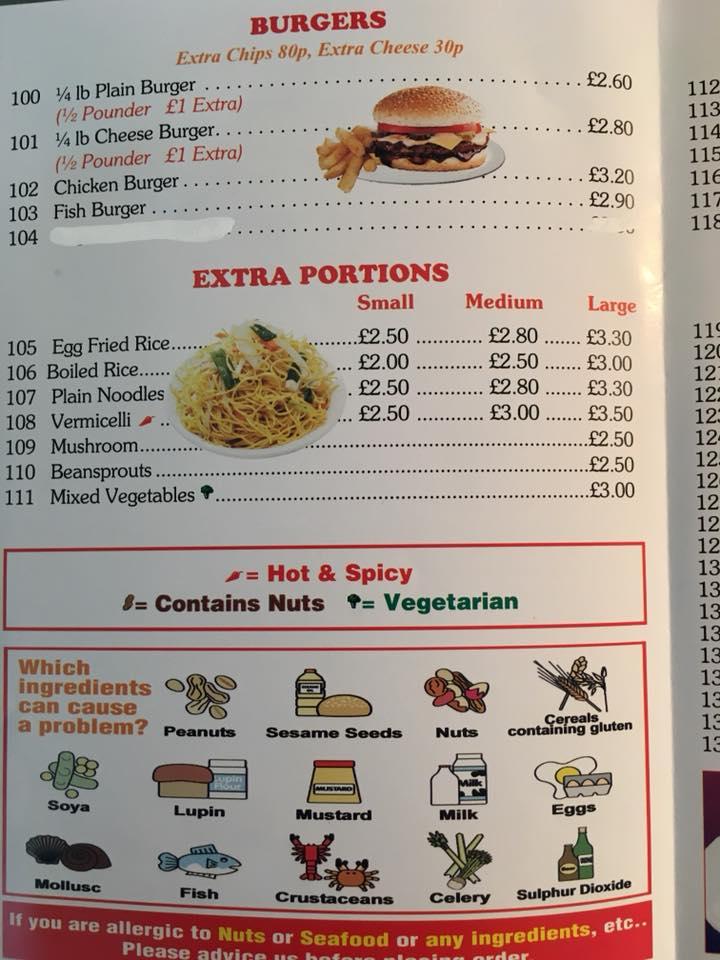 Menu at Star Noodle restaurant, Birkenhead, 261 Old Chester Rd