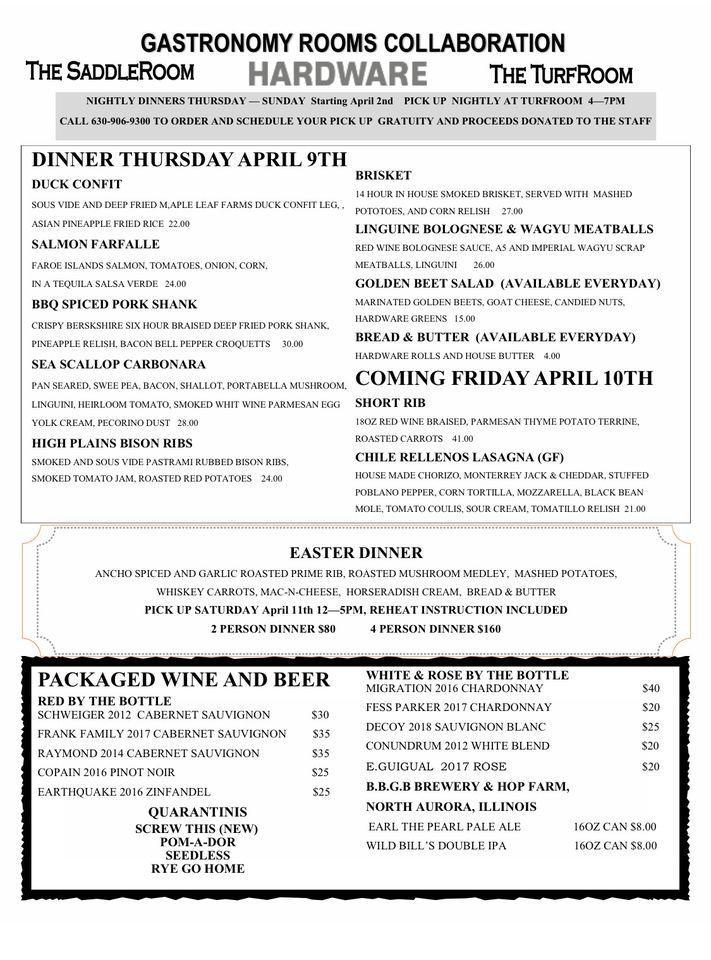 Menu at The Saddle Room pub & bar, Hoffman Estates