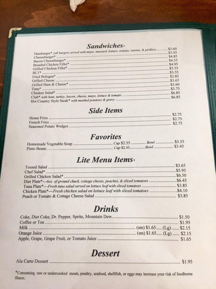 Menu at Rankin Restaurant, Knoxville