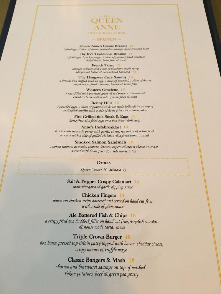 Menu at The Queen Anne Restaurant and Bar, Toronto