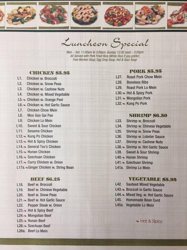 Menu at China City restaurant, Somers