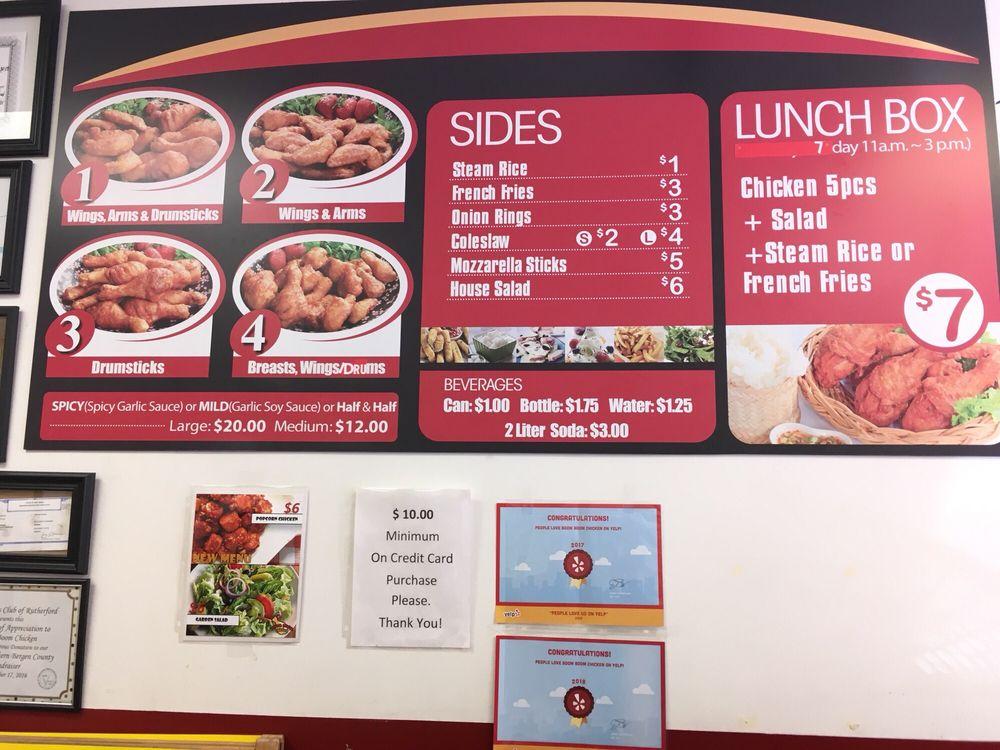 Menu at Boom Boom Chicken restaurant, Rutherford