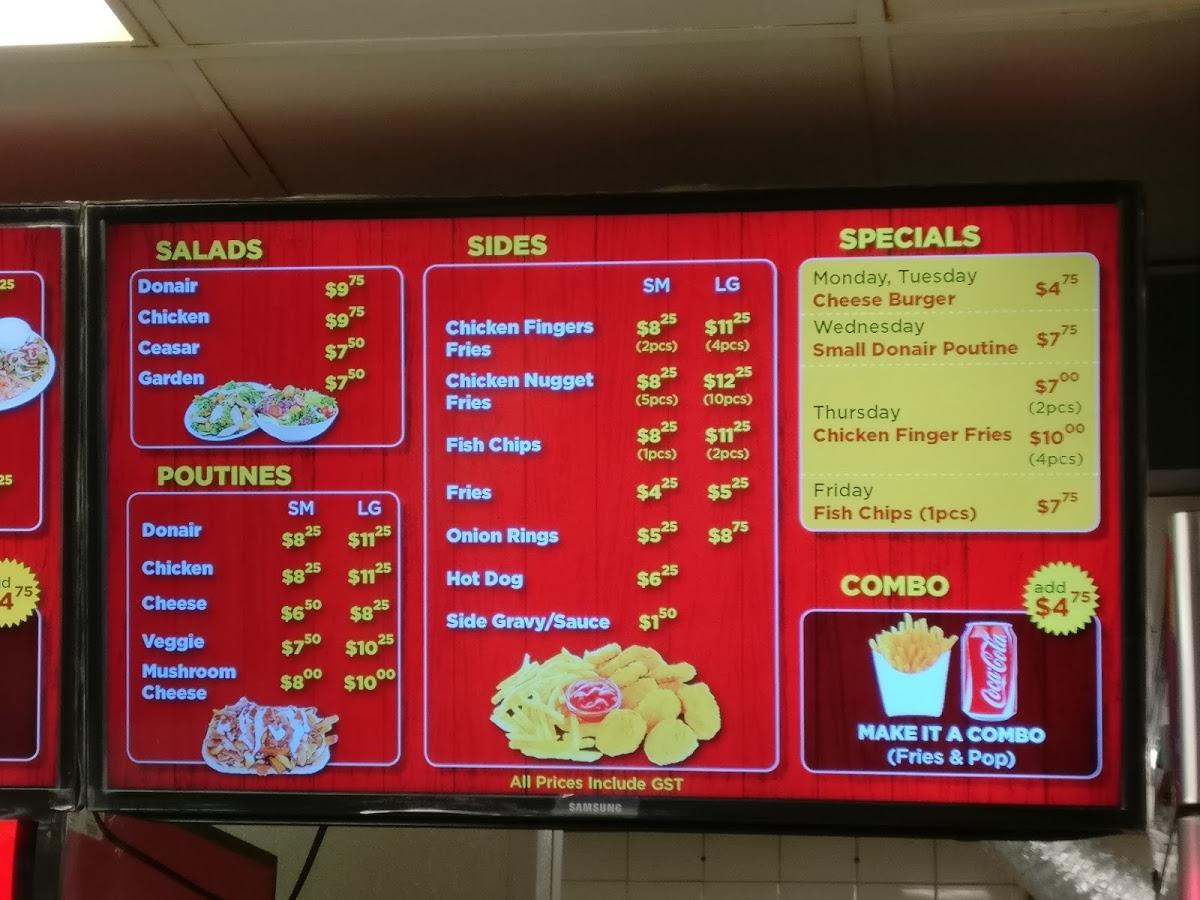 Menu at Marcos Famous University restaurant, Edmonton, 114 St NW