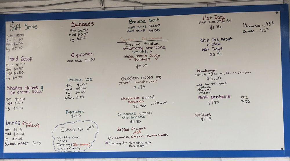 Menu at Frozen Gold Ice Cream restaurant, New Smyrna Beach