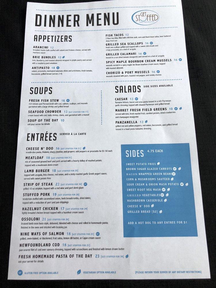 Menu at Get Stuffed restaurant, St. John's