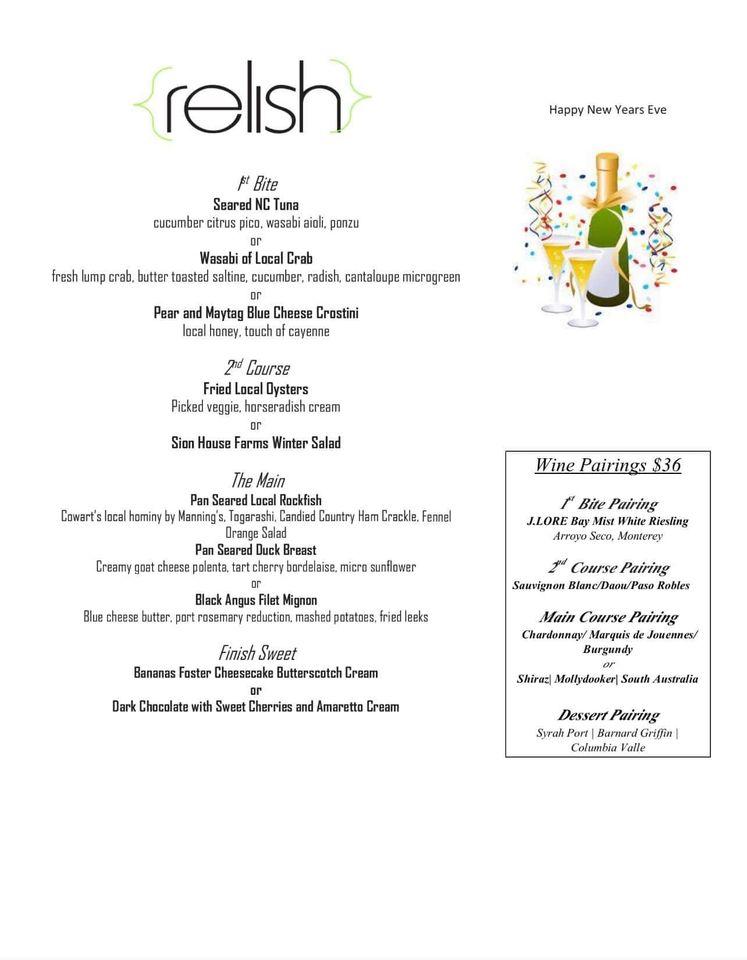 Menu at Relish Restaurant and Wine Bar, Warsaw