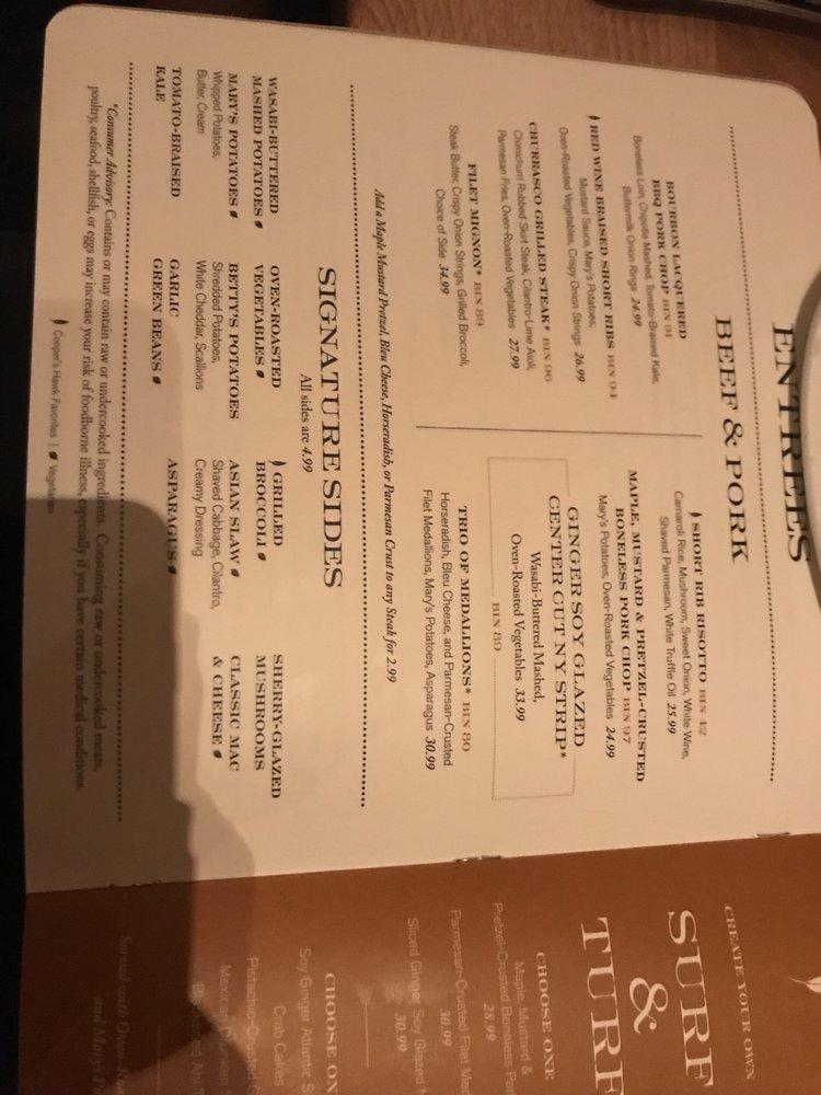Menu at Cooper's Hawk Winery & Restaurant Oak Lawn, Oak Lawn, W 111th St