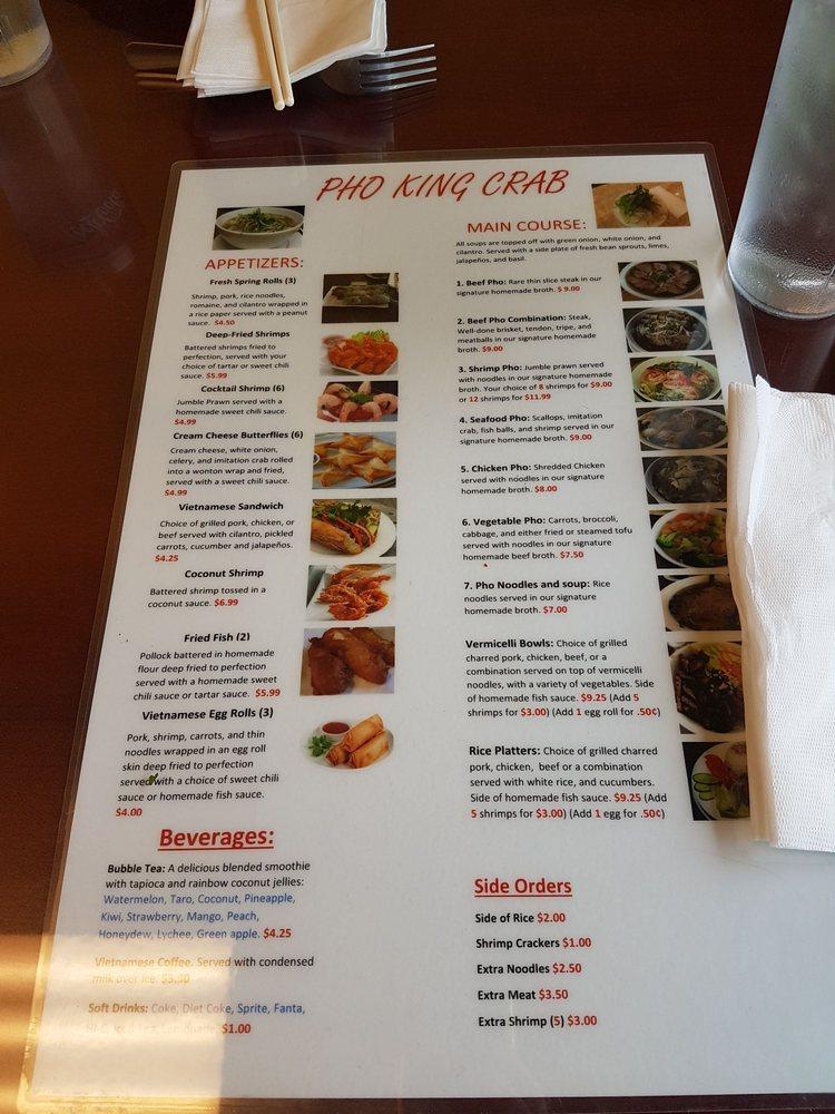 Menu at Pho King Crab restaurant, Union Gap, E Washington Ave 104