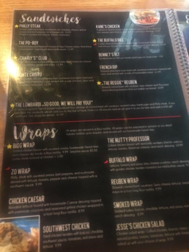 Menu at Tony's Trophy Room pub & bar, Collierville