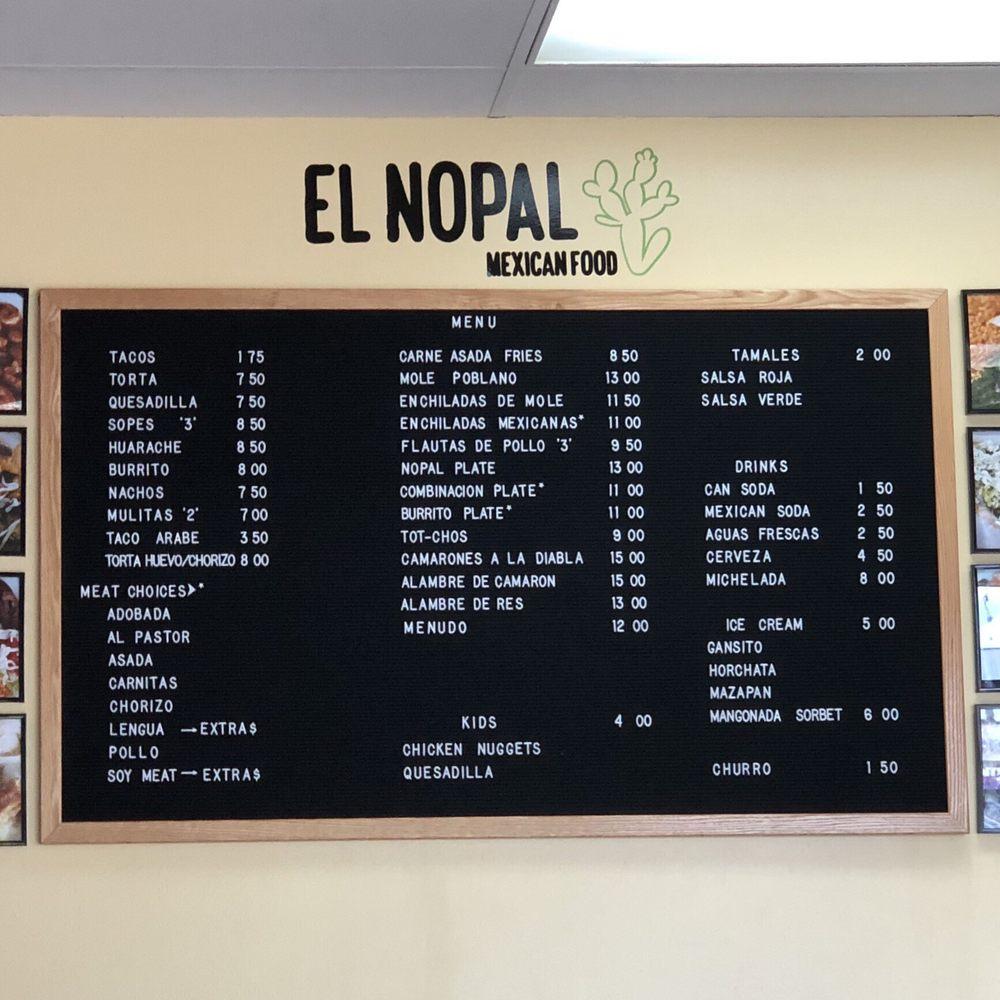 Menu At El Nopal Mexican Food Restaurant Everett