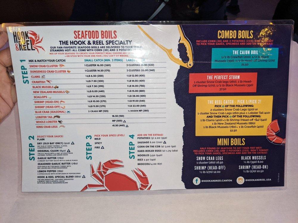 Menu at Hook & Reel Cajun Seafood & Bar, Canton