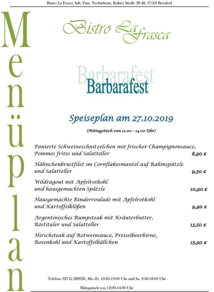 Speisekarte Von Bistro La Frasca Restaurant Betzdorf