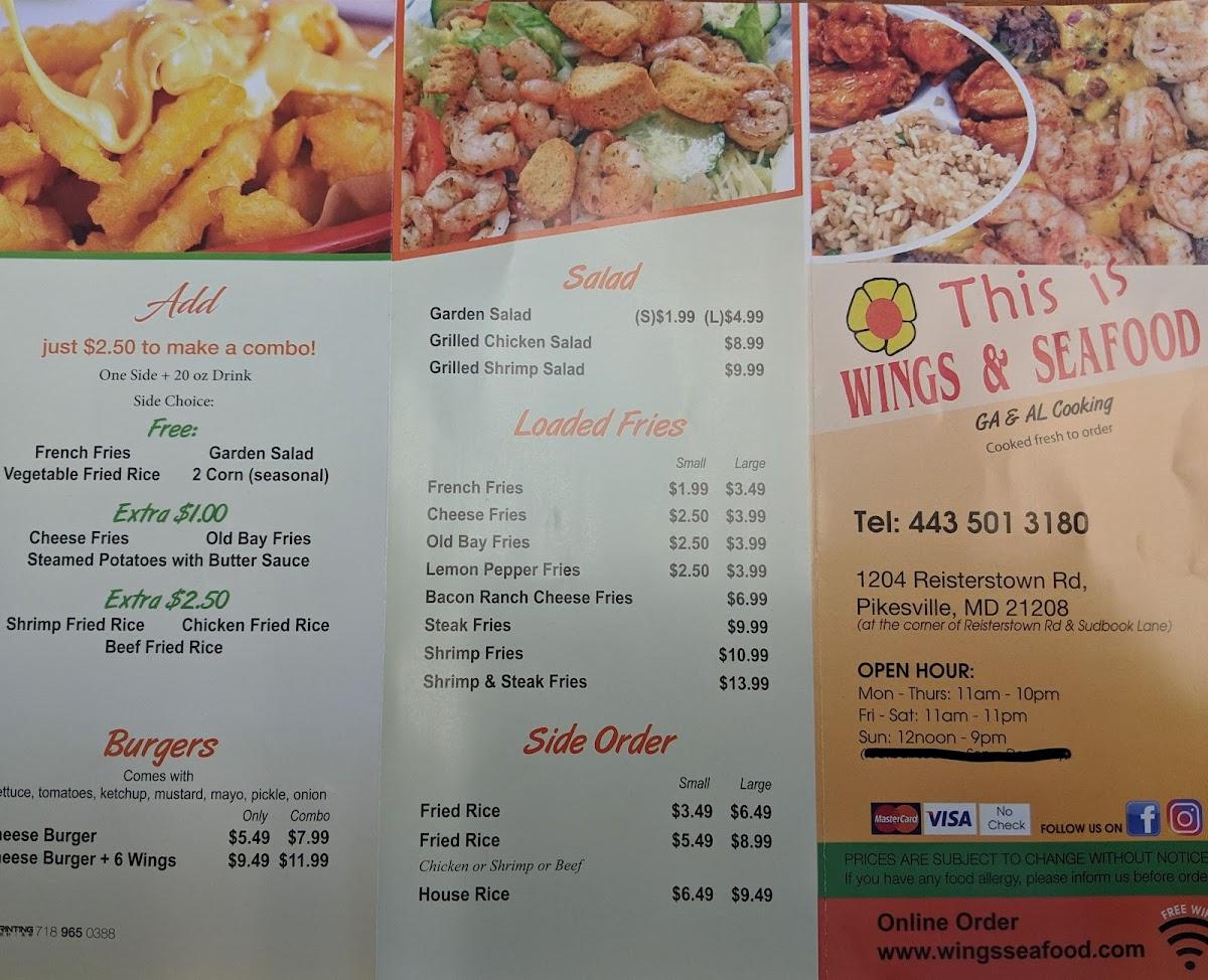 Menu at This Is Wings & Seafood restaurant, Pikesville