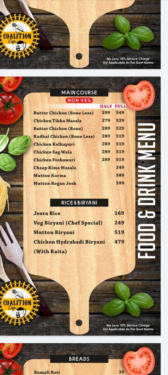 Coalition Cafe menu