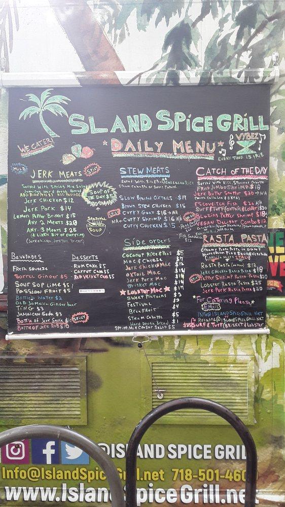 Menu at Island Spice Grill BBQ, New York City, 492 Lenox Ave